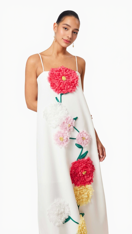 Judy – Buttercup – Besticktes Maxikleid in Weiß