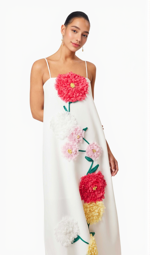 judy Buttercup Embroidered Maxi Dress in White
