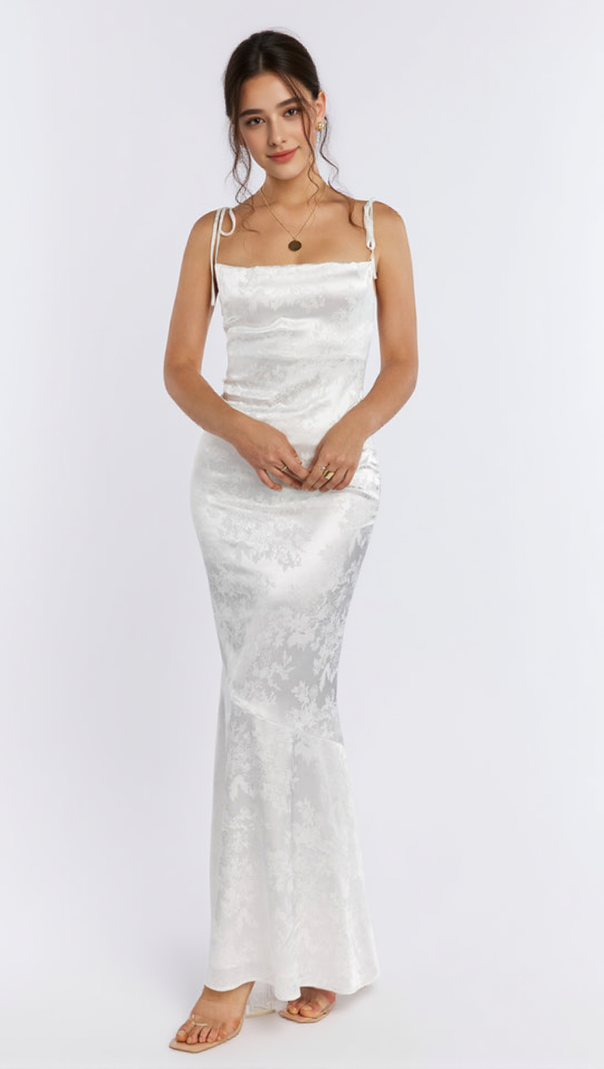 AIIZIE SATIN JACQUARD MAXI MERMAID DRESS - product image