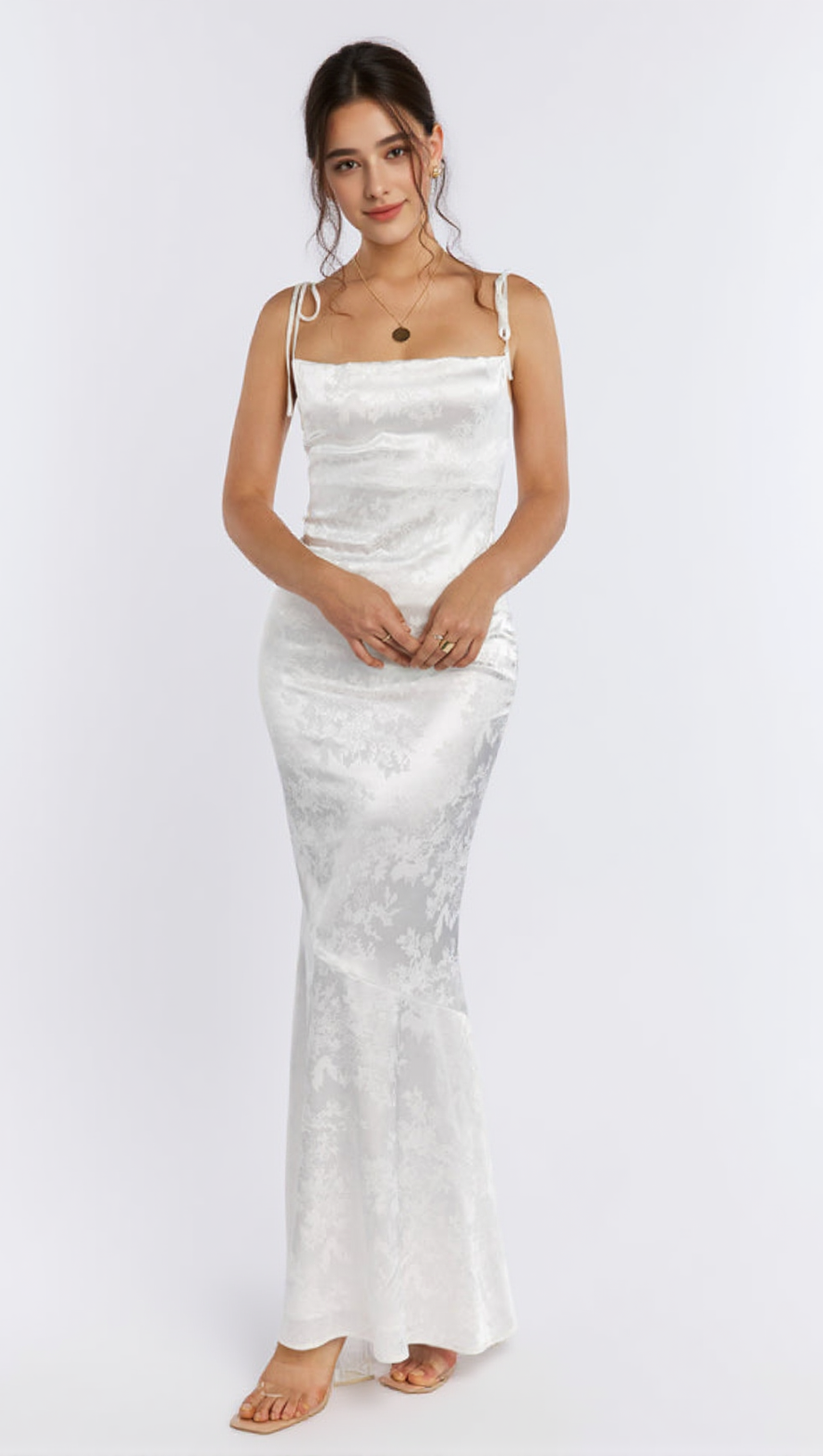 SATIN JACQUARD MAXI MERMAID DRESS