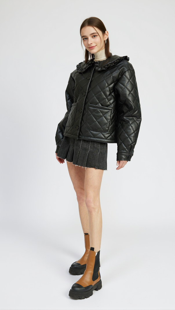 AIIZIE EMERSON BLACK LEATHER JACKET - product image