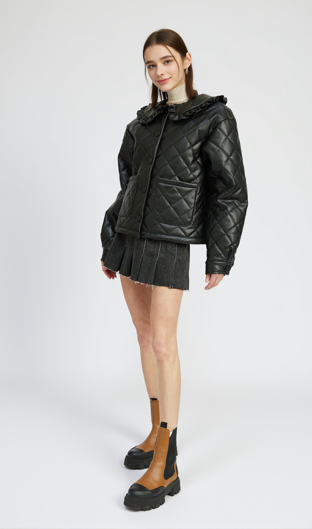 AIIZIE EMERSON BLACK LEATHER JACKET - product image
