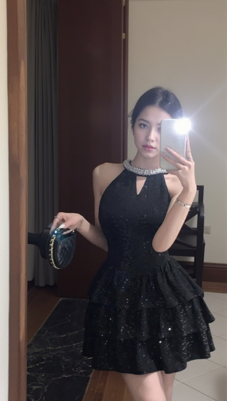 ASTERIA SEQUIN RUFFLE MINI DRESS