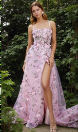 AMEDEA SQUARE NECK CLASSIC PROM DRESS IN PINK