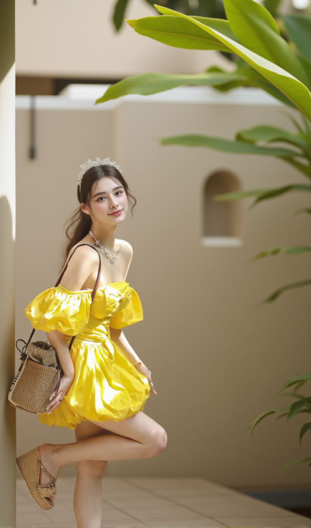 MINI ABITO SENZA SPALLINE BONNIE PUFF GIALLO