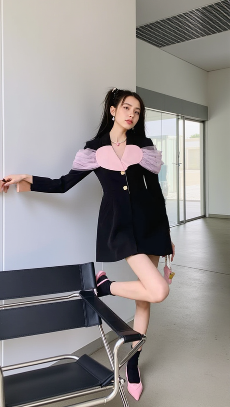 SCHWARZES JACKENKLEID MIT HERZDEKOR