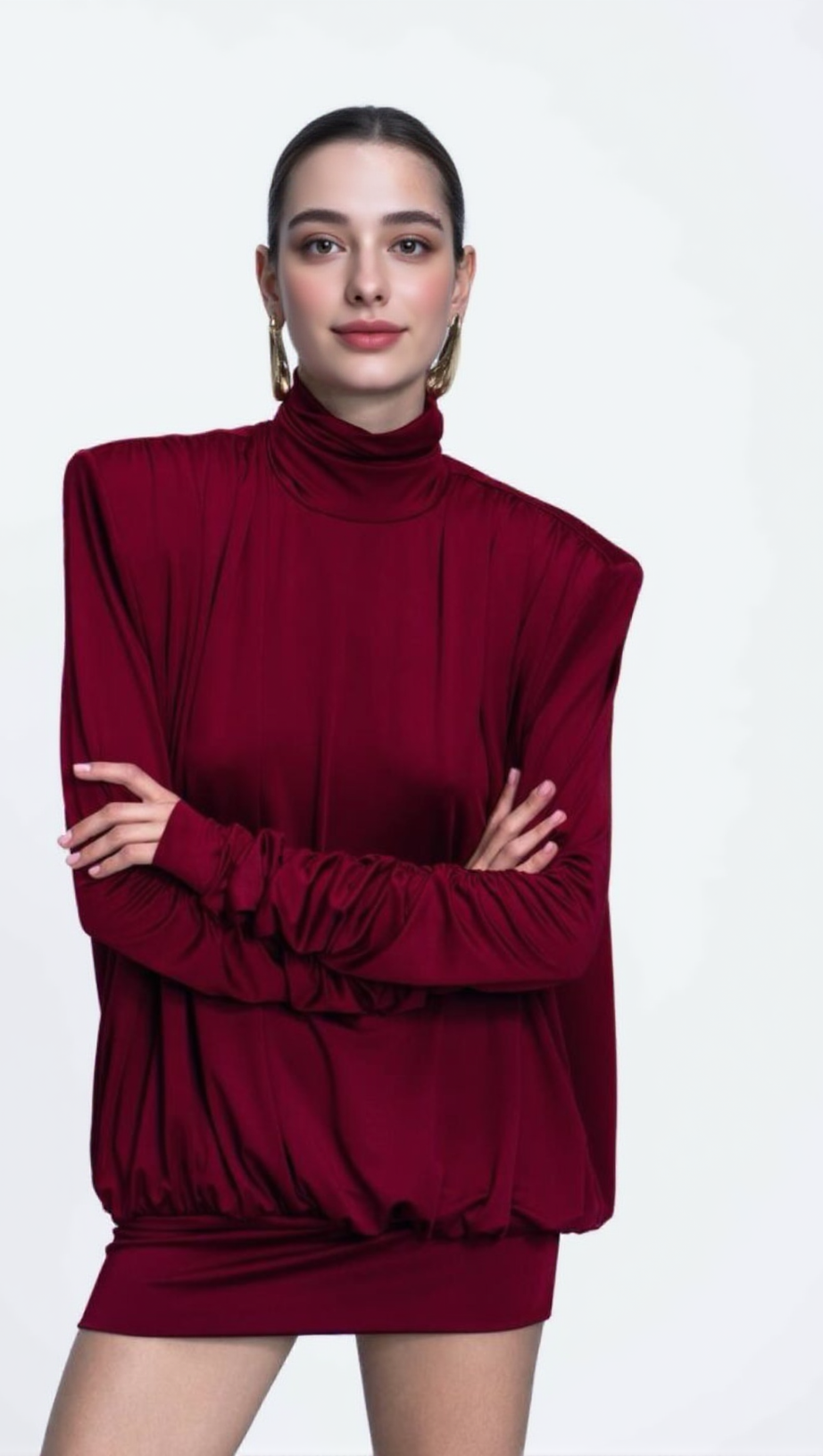 ALESTAIR BACKLESS RUCHED MINI DRESS IN RED