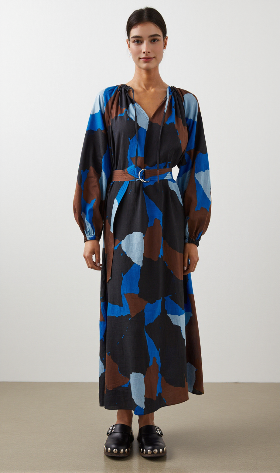 LEANNA DRESS - BLUE MULTI COLOR BLOCK