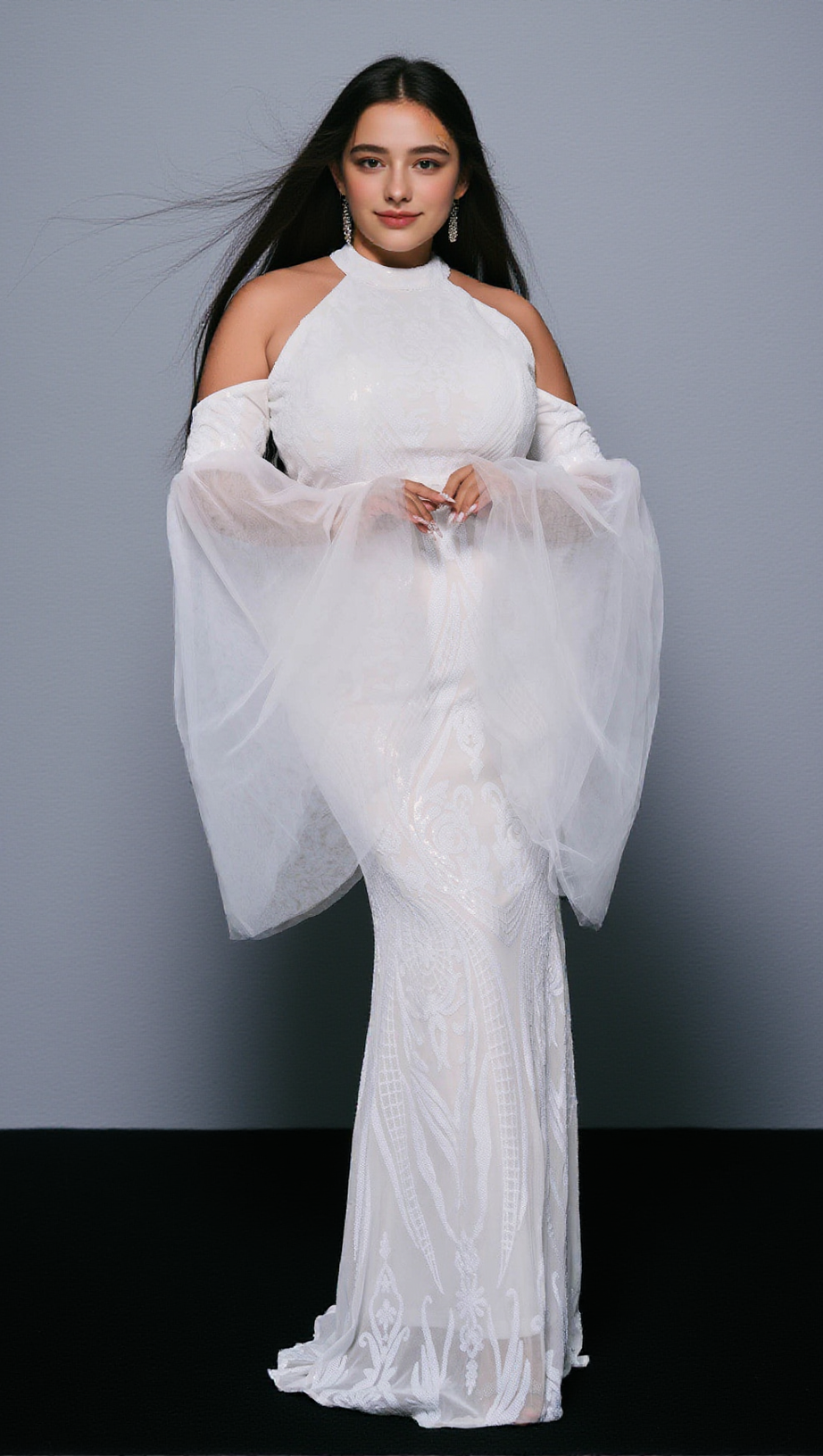 Gia Hochgeschlossenes Maxikleid 