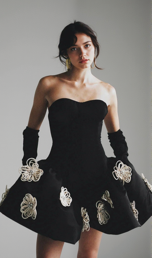 FLOWER MINI BANDAGE DRESS