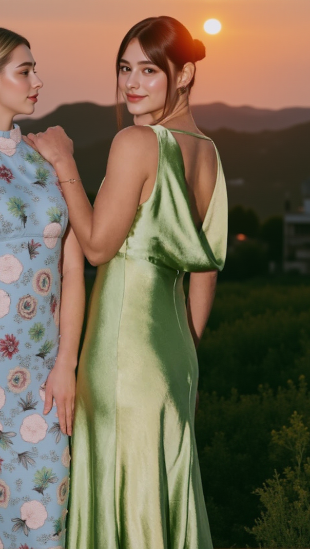 AIIZIE THE ELODIE SATIN DRESS IN PISTACHIO - product image