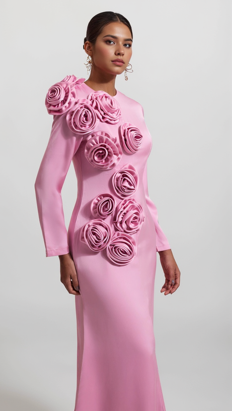 FLOWER MAXI DRESS IN PINK