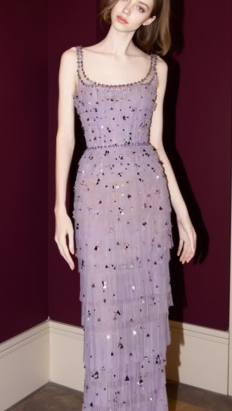 EMBELLISHED MAXI DRESS IN PURPLE