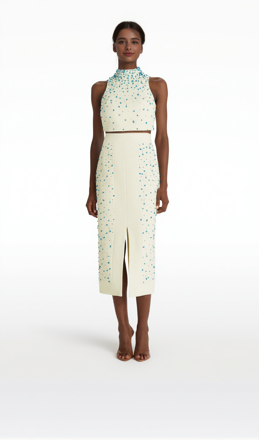 CADEE TURQUOISE EMBELLISHED TWO PIECE SET