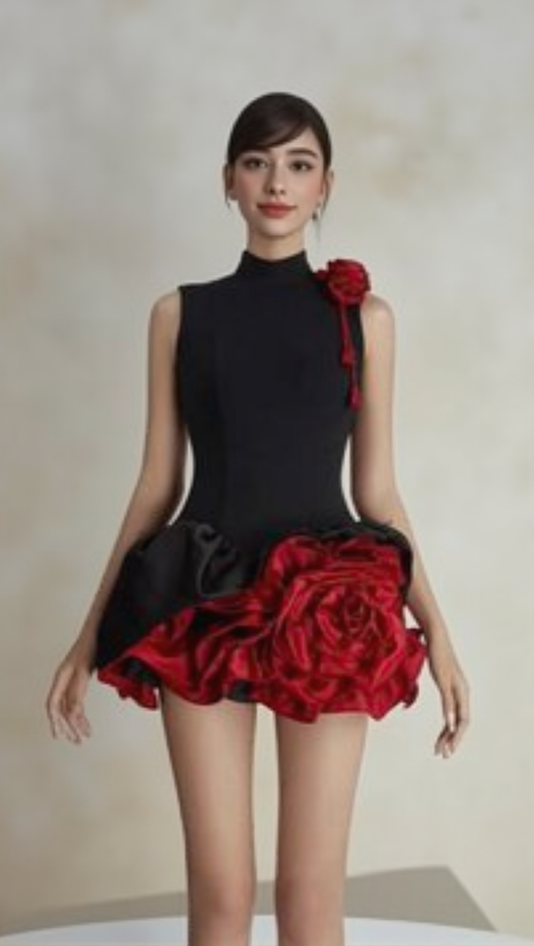 AIIZIE CRISTIANO FLOWER APPLIQUÉ MINI DRESS - product image