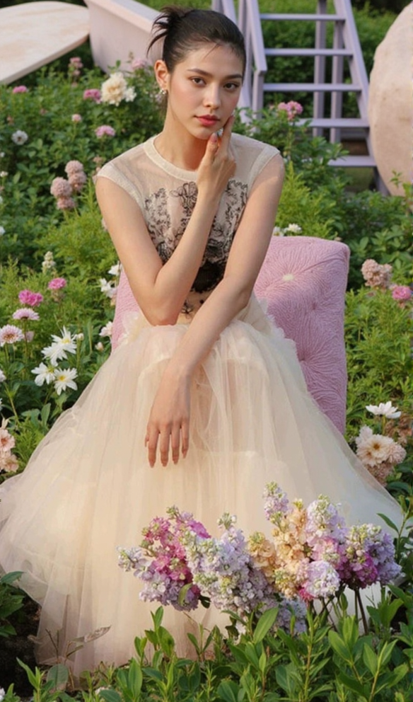 ABITO MIDI IN RETE RICAMATA GIALLO PALLIDO