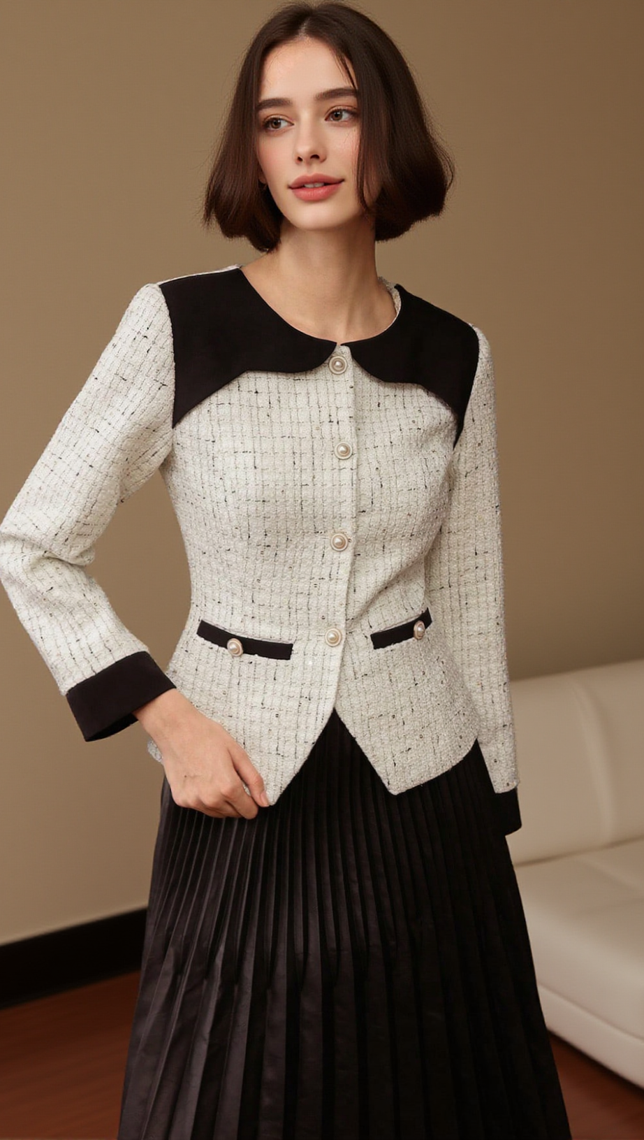 MANDY TWO-TONE PLEATED TULLE SUIT