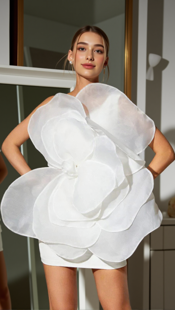 AIIZIE ONE SHOULDER FLOWER MINI DRESS - product image
