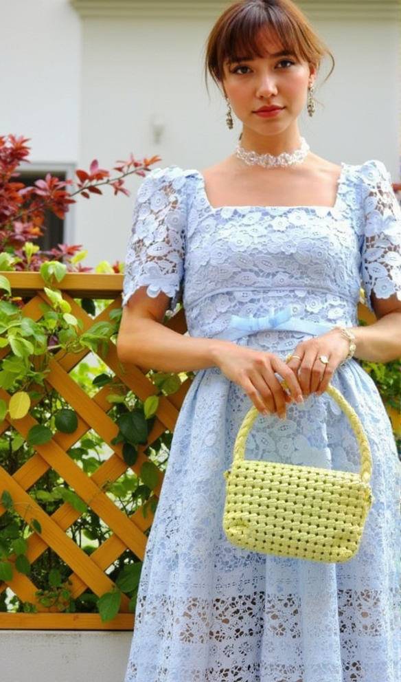 LACE MIDI DRESS IN GUIPURE