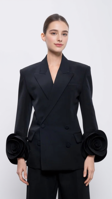 SOPHIA ROSE APPLIQUÉ BLAZER IN BLACK