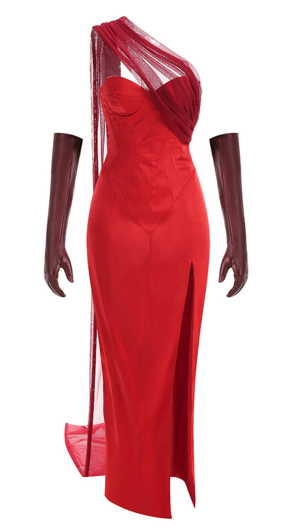AIIZIE STRAPLESS HIGH SLIT GOWN WITH GLOVES - product image