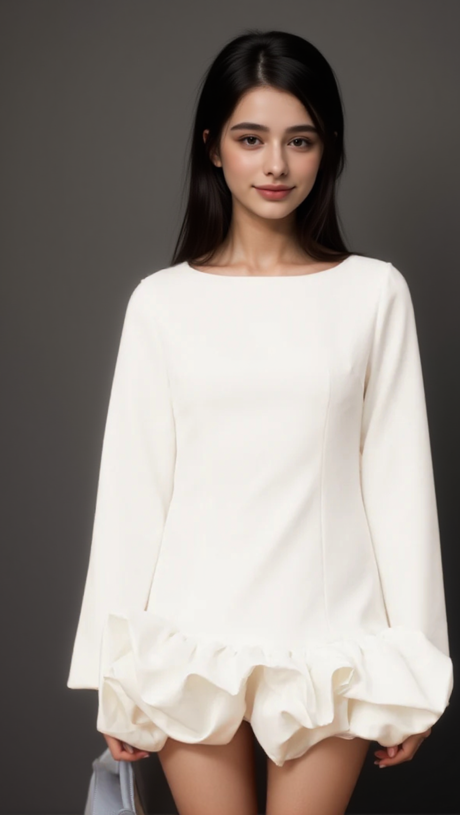 ELODIE WHITE BUBBLE-SKIRT MINI DRESS