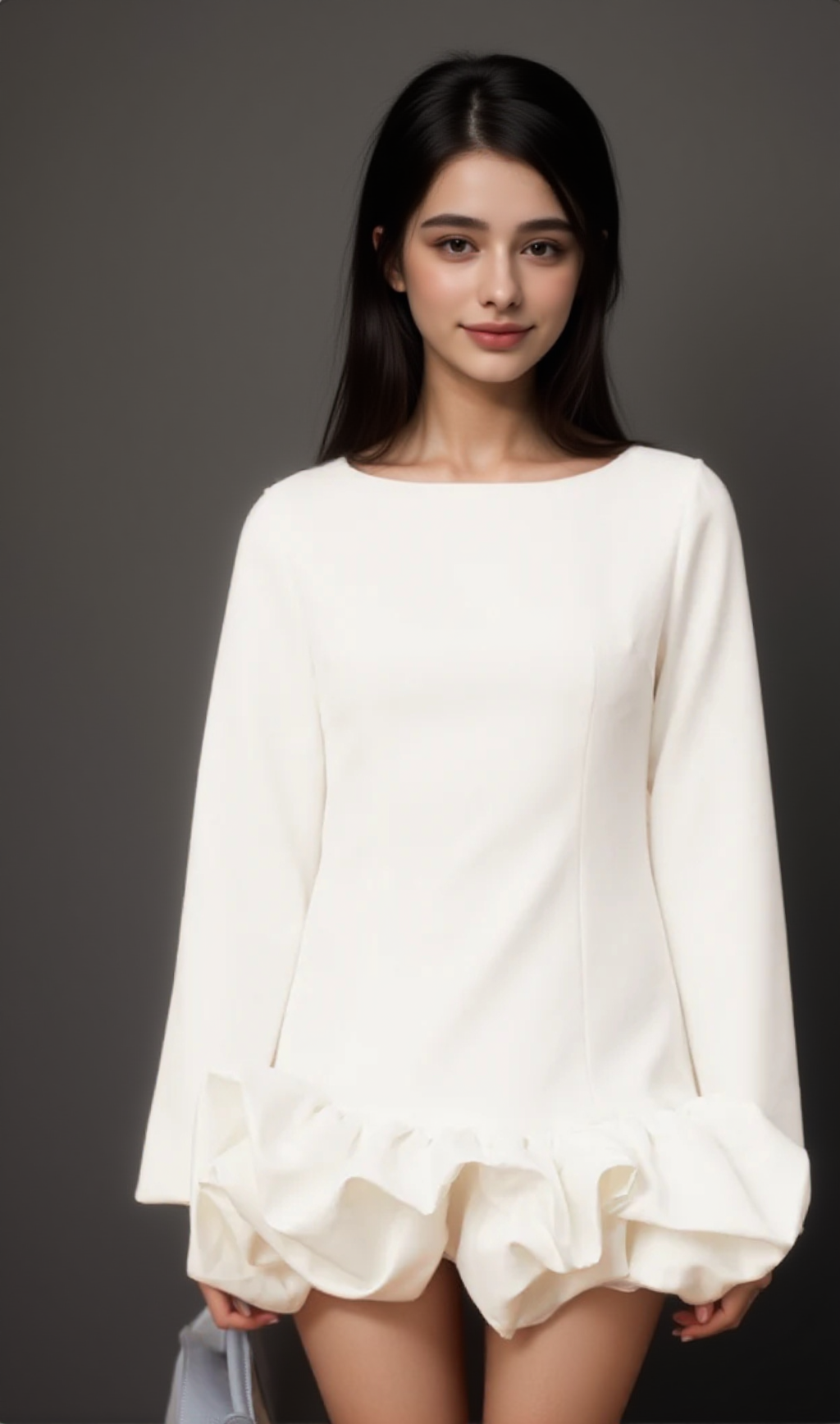 ELODIE WHITE BUBBLE-SKIRT MINI DRESS