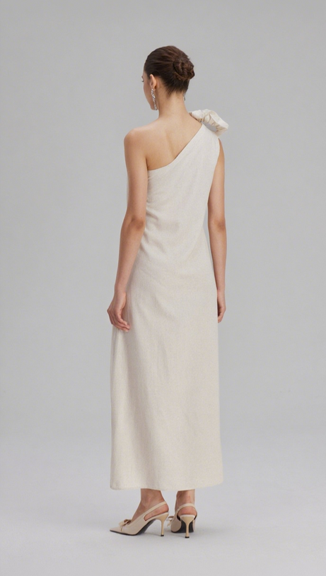 CHARLOTTA FLOWER ONE SHOULDER MAXI DRESS