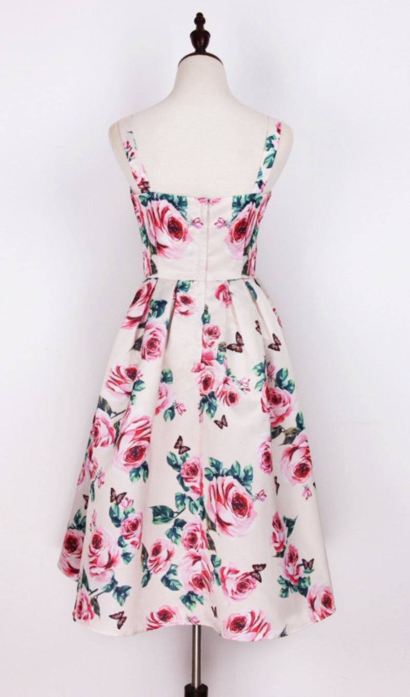 FLOWER PRINTED MIDI DRESS