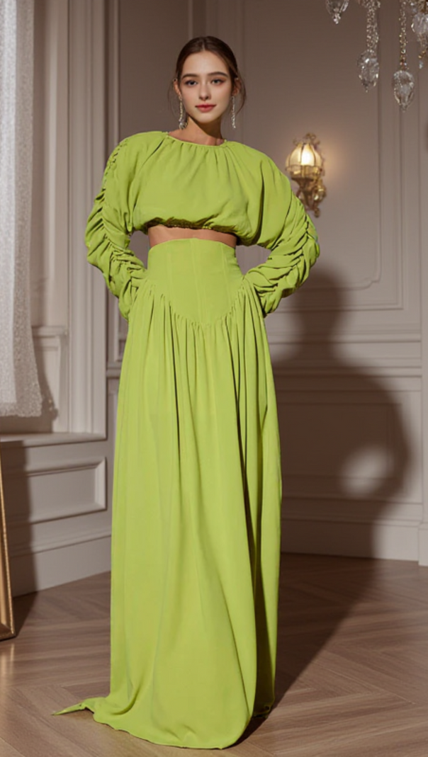 AIIZIE MOKGADI LONG SLEEVE RUCHED SKIRT SET - product image