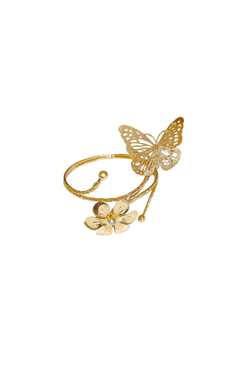Bracciale in metallo con farfalla e fiore dorato Xuliy 