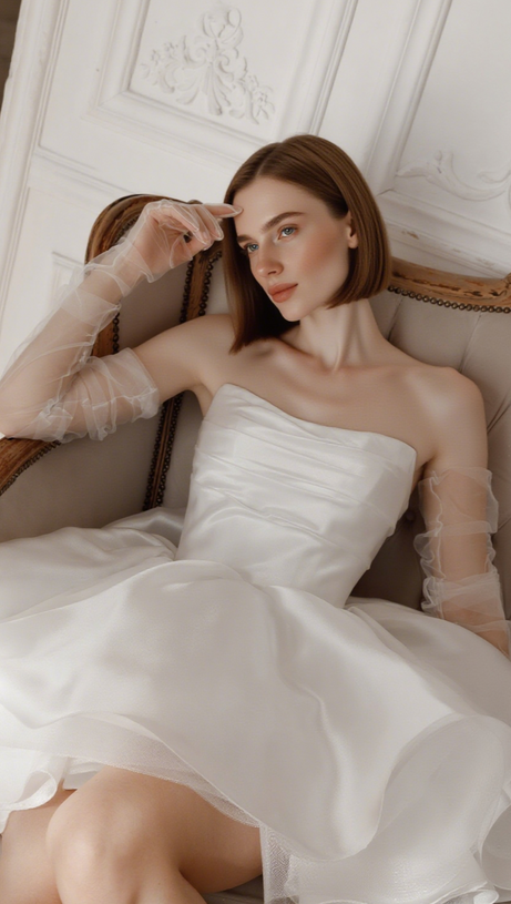 Molly Minikleid mit abnehmbaren Trägern in Hellelfenbein