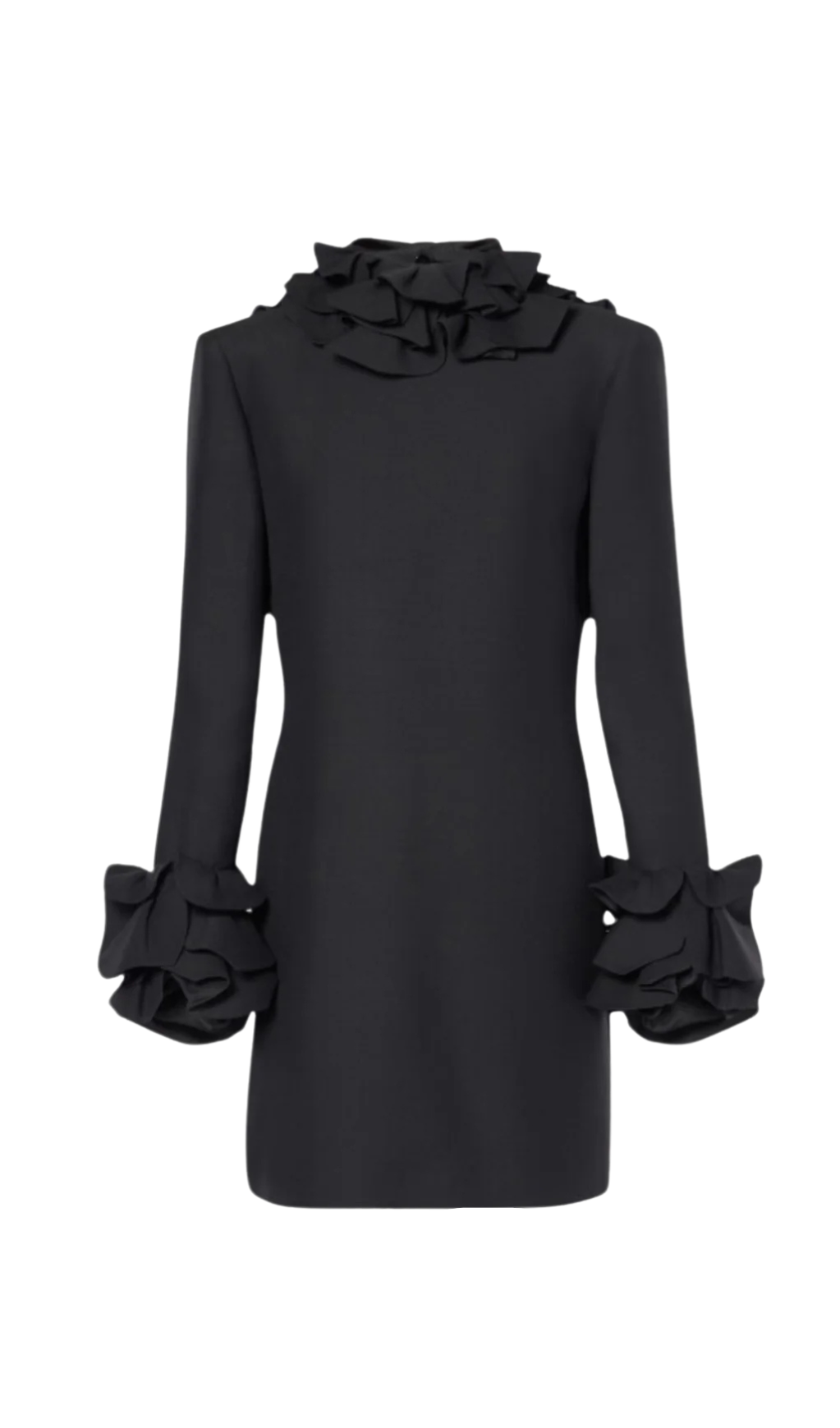 ALESSANDRO RUFFLE BACKLESS MINI DRESS IN BLACK