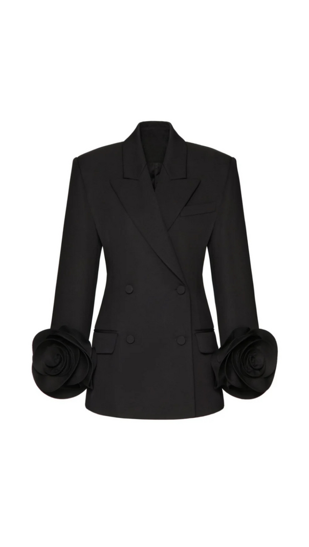 AIIZIE SOPHIA ROSE APPLIQUÉ BLAZER IN BLACK - product image