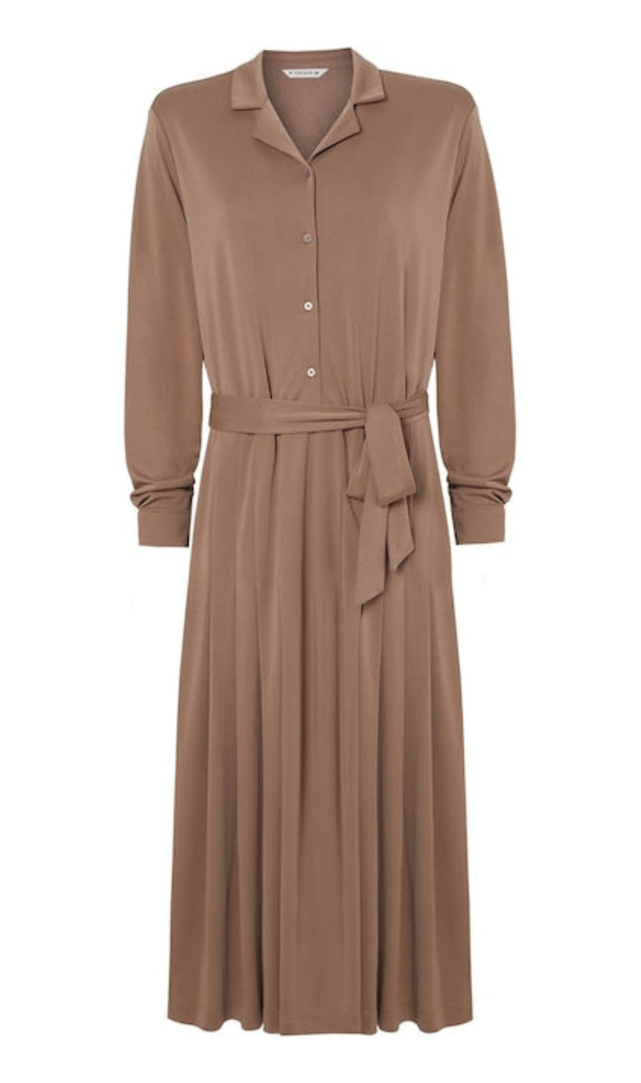Braunes Midikleid mit Kordelzug in der Taille