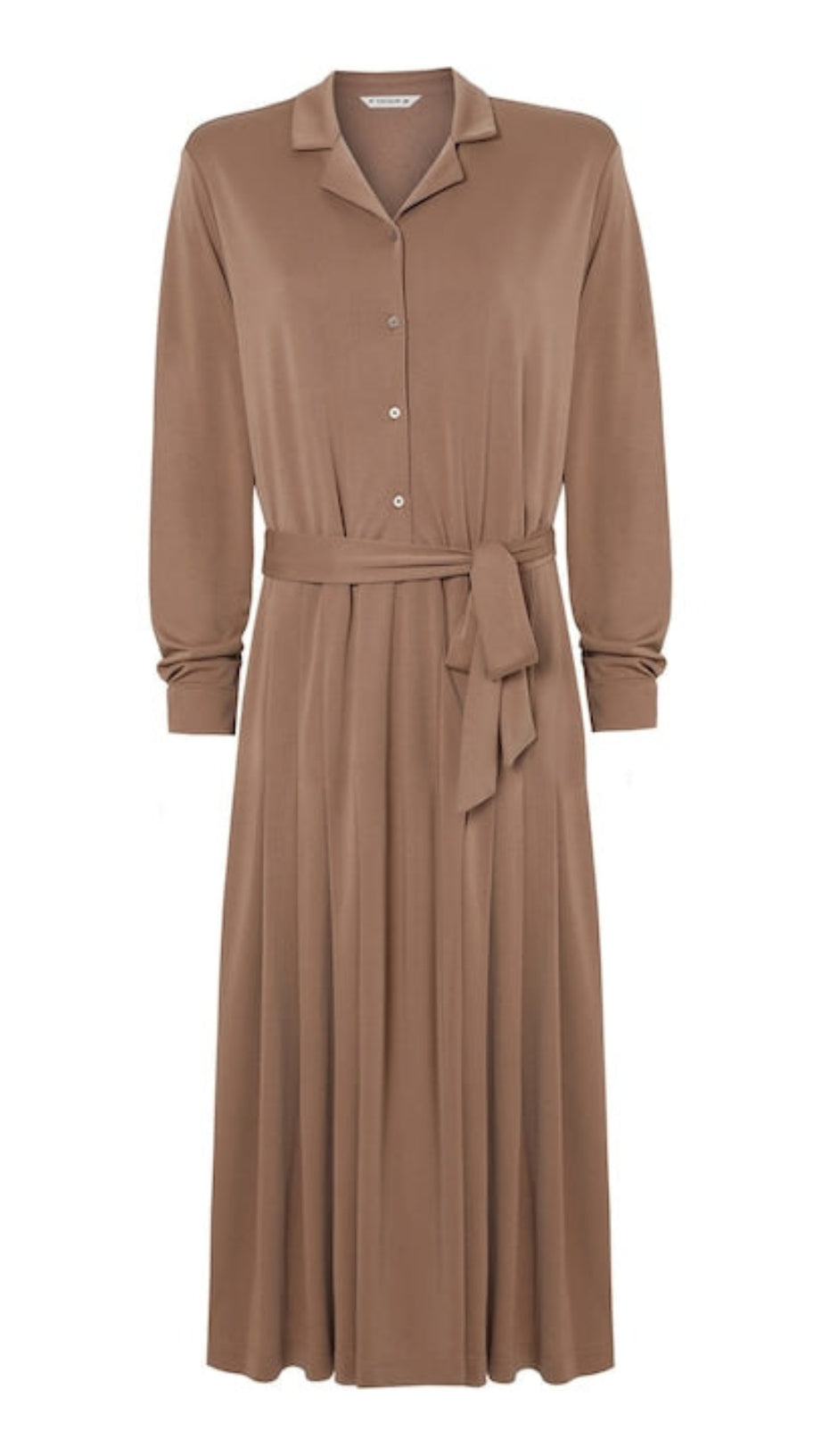 Braunes Midikleid mit Kordelzug in der Taille