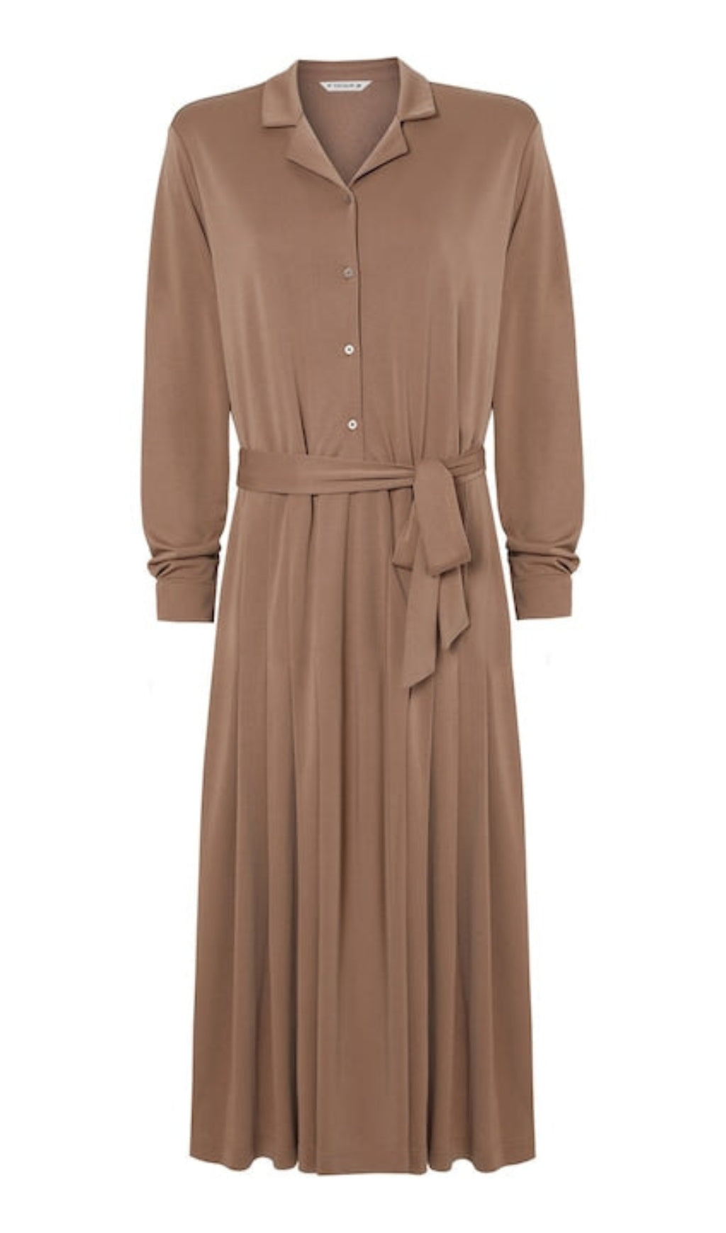 Braunes Midikleid mit Kordelzug in der Taille