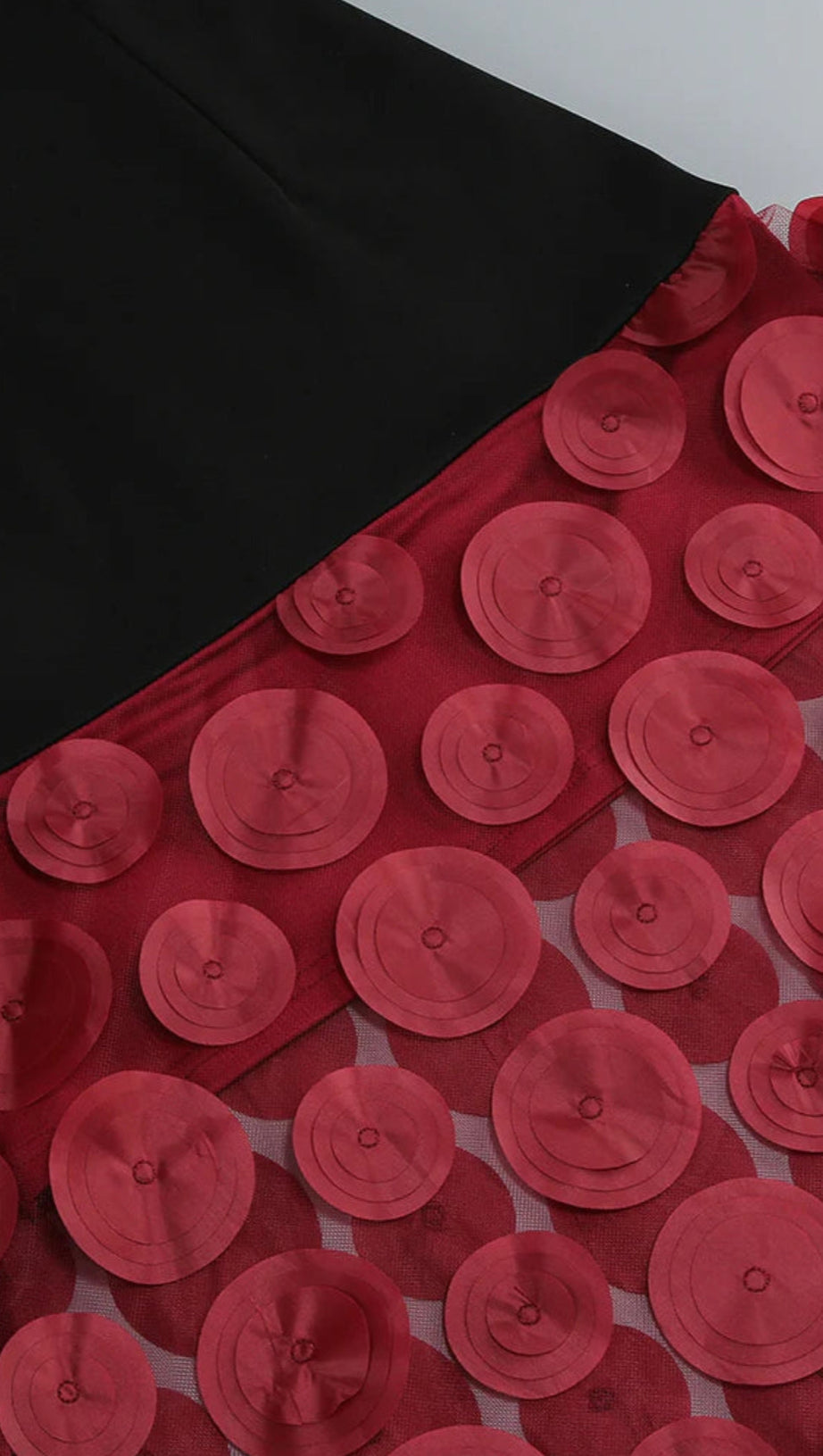 NODIN STRAPLESS DOT MESH MAXI DRESS IN RED