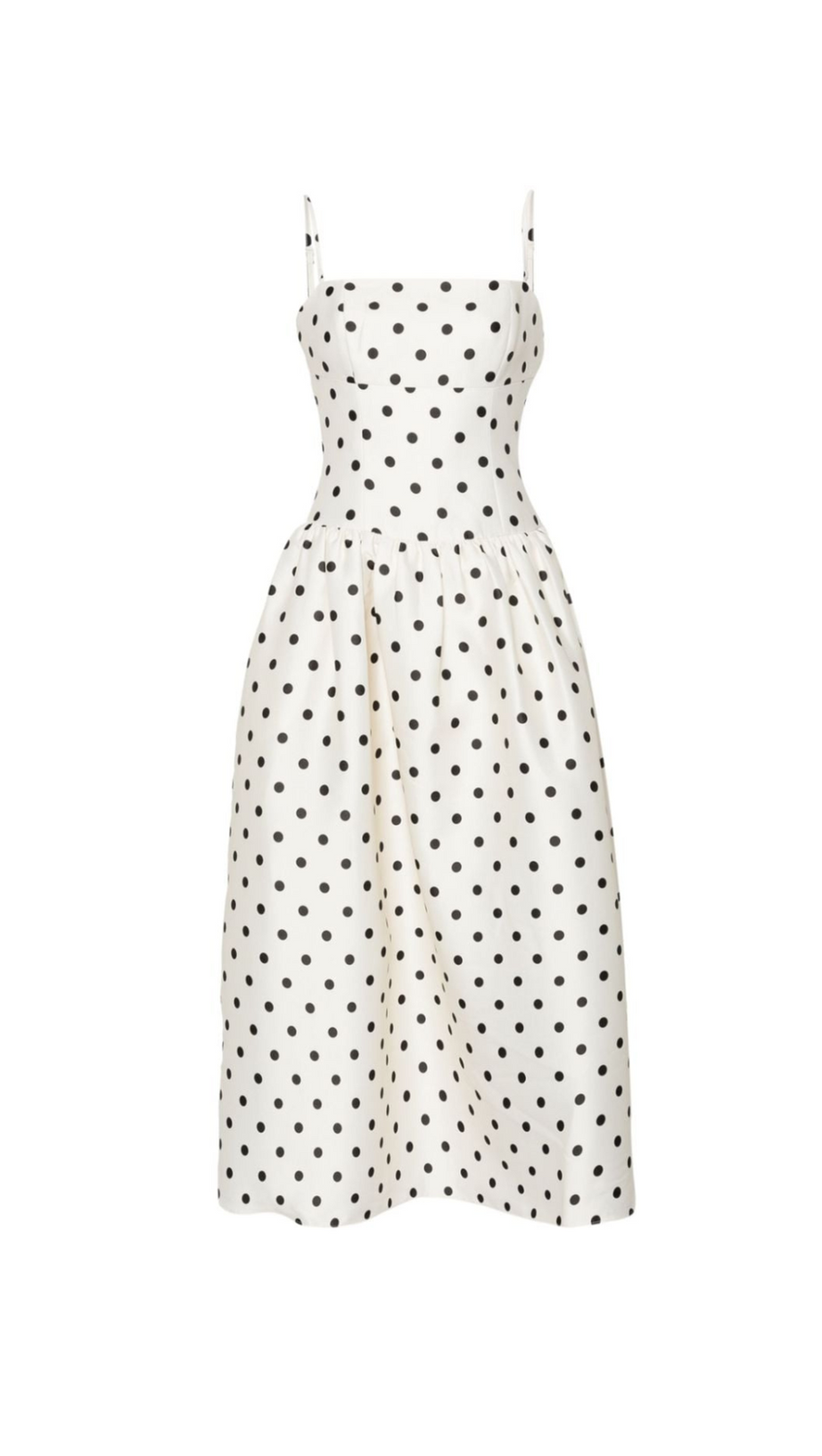 ULA CREAM POLKA DOT TAFFETA MIDI DRESS