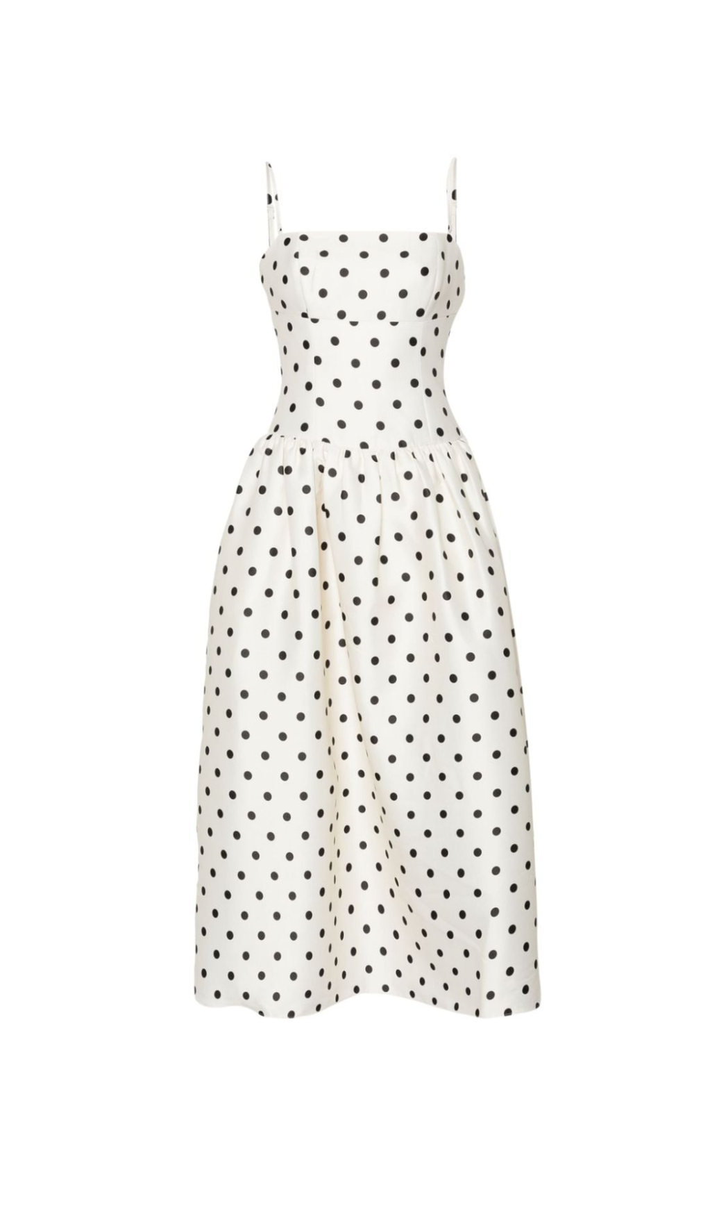 ULA CREAM POLKA DOT TAFFETA MIDI DRESS