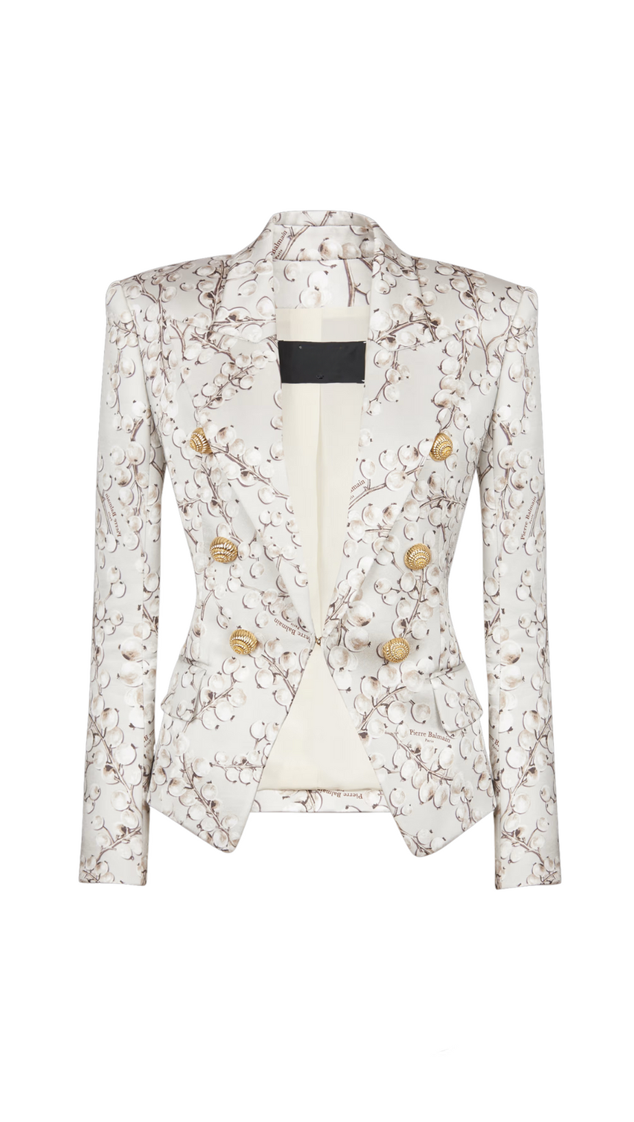 6-Knopf-Satinjacke mit Johannisbeer-Print