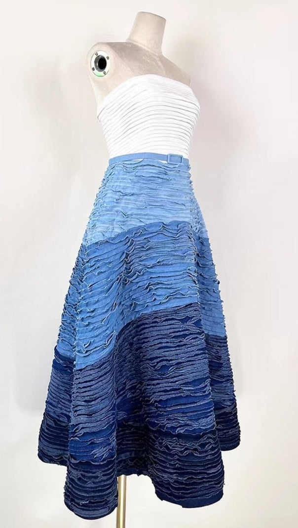 ABITO MIDI CON SCOLLO A V E SCOLLO A V BLU