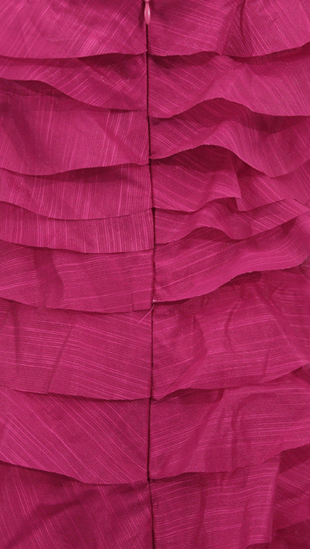 AIIZIE CATHY PLEATED LAYER STRAPLESS MAXI DRESS IN ROSE RED - product image