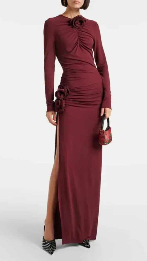 AIIZIE BALLARD RUCH SPLIT FLOWER BODYCON MAXI DRESS - product image