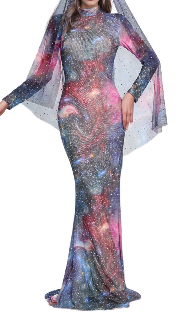 AIIZIE AURORA PRINTED HOT DRILL MAXI DRESS - product image