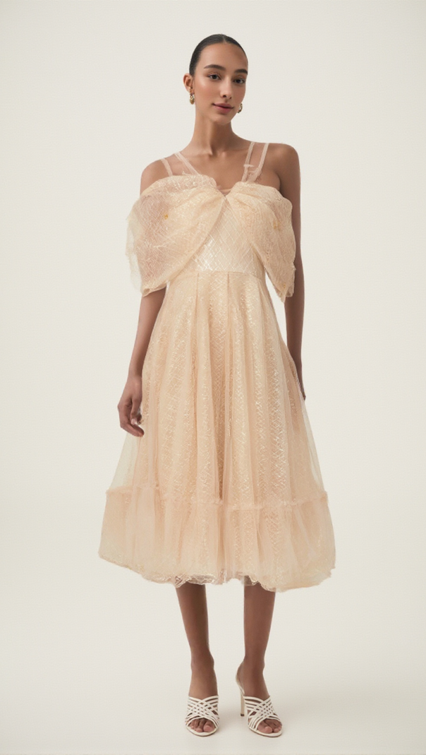 AIIZIE DANIELLE SEQUINED TULLE MIDI DRESS - product image