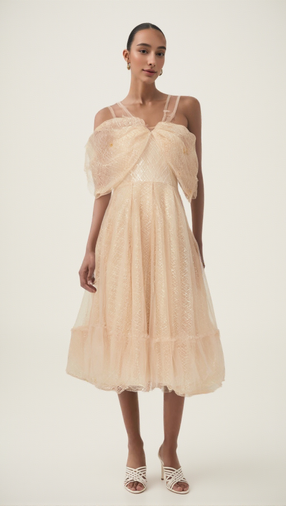 DANIELLE SEQUINED TULLE MIDI DRESS