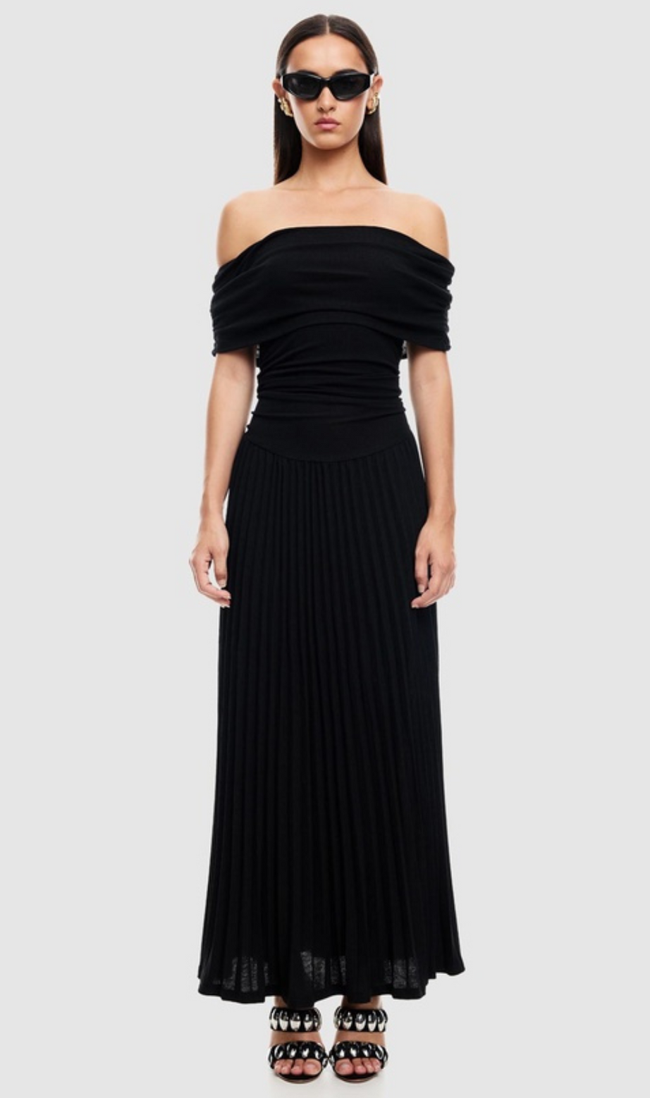 Sabina – Figurbetontes, trägerloses Maxikleid in Schwarz
