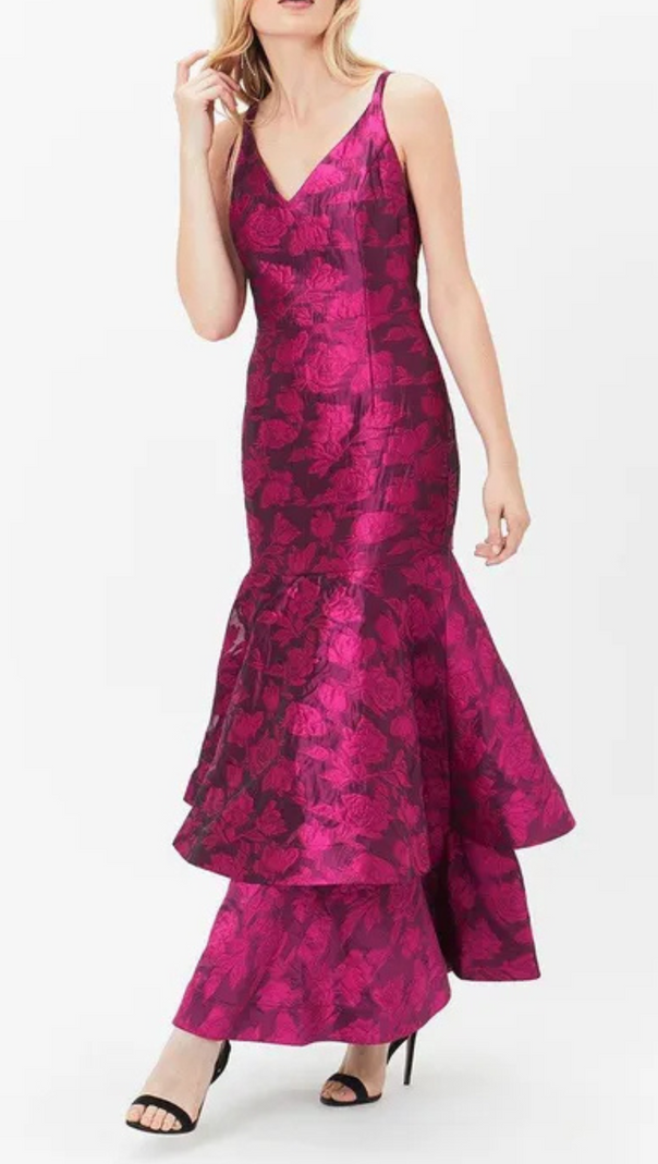 AIIZIE LAYER JACQUARD MAXI DRESS IN RED - product image