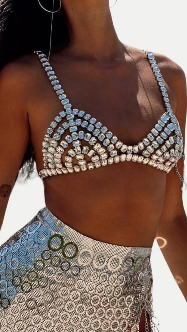 AIIZIE CAEL CRYSTAL BRA IN SILVER - product image